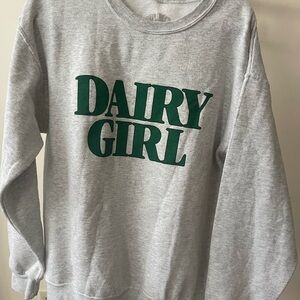 Gray Sweatshirt with Green Print